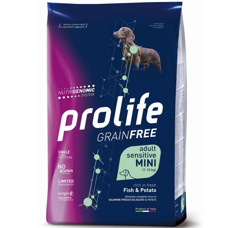 PROLIFE CANE GRAIN FREE SENSITIVE ADULT PESCE E PATATE MINI KG 2