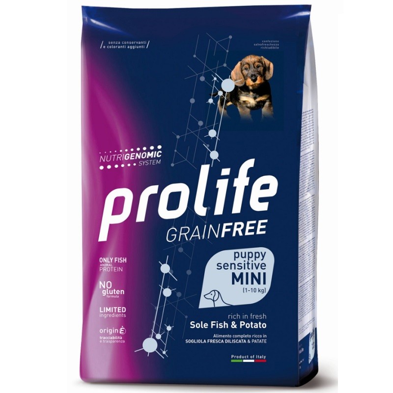 PROLIFE CANE GRAIN FREE SENSITIVE PUPPY SOGLIOLA E PATATE MINI GR 600