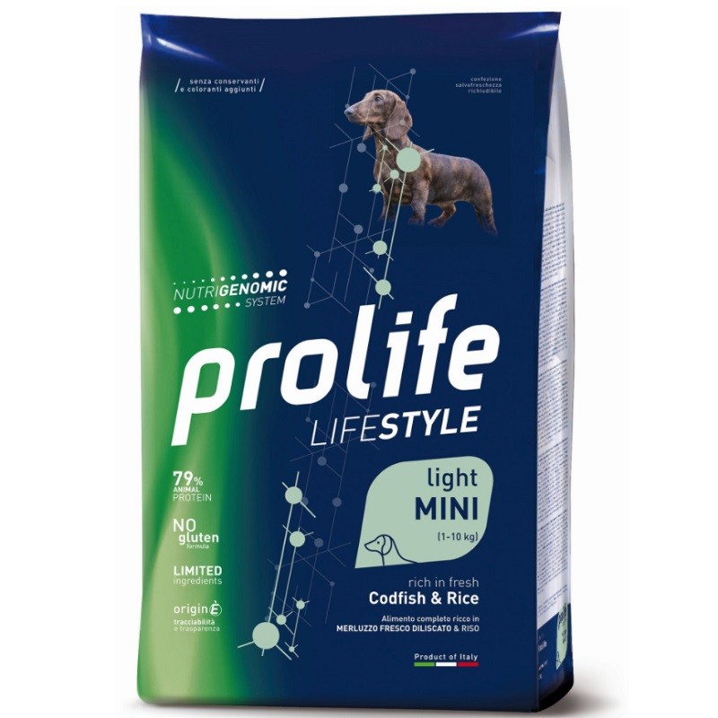 PROLIFE CANE LIFE STAGE LIGHT MERLUZZO E RISO MINI GR 600