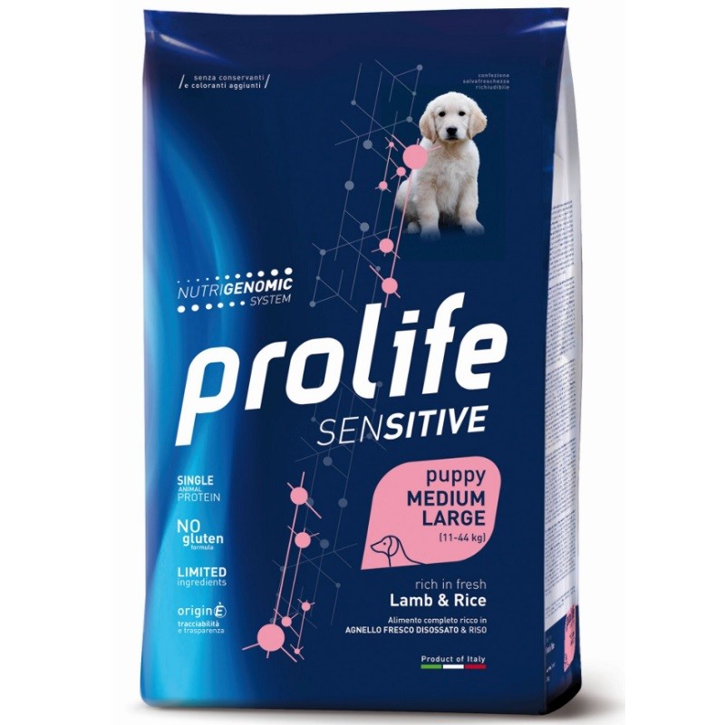 PROLIFE CANE PUPPY SENSITIVE AGNELLO E RISO MEDIUM E LARGE KG 2,5