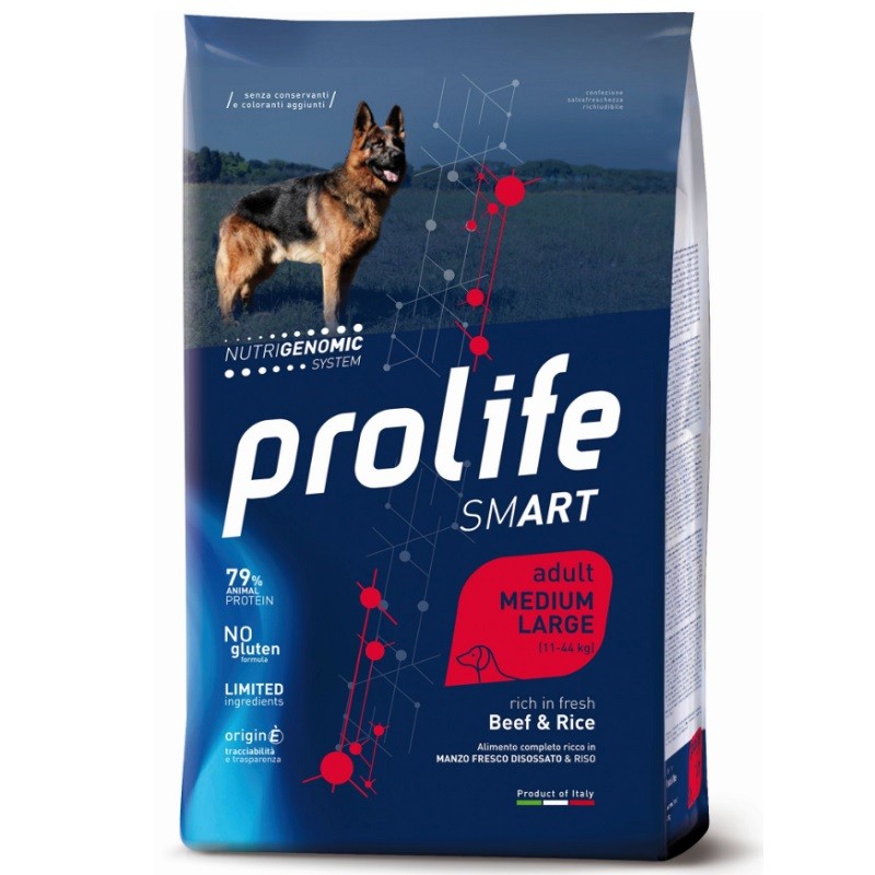 PROLIFE CANE SMART ADULT MANZO E RISO MEDIUM E LARGE KG 12